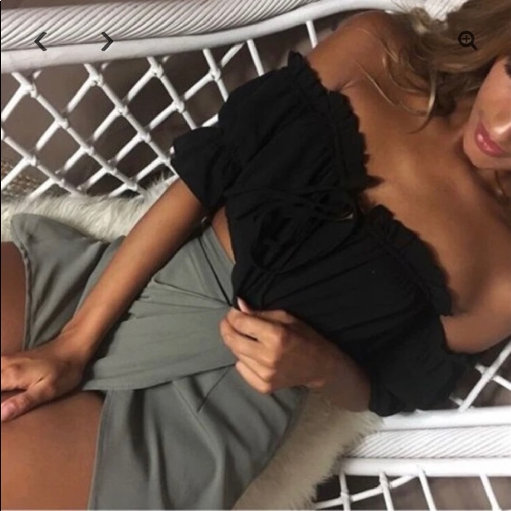 Cropped black off the shoulder top